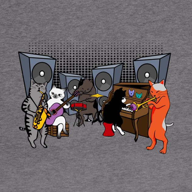 Rocking Cat Jazz Band by LefTEE Designs